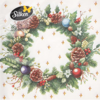 Серветки паперові Ялинка та віночок Мікс 33*33см 3шари 18шт Silken