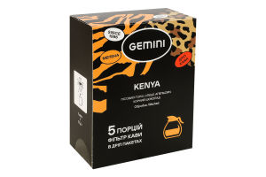 Кофе натуральный жареный молотый Kenya Gemini в/с к/у 5х12г