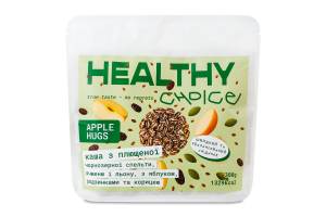 Каша из плющеной чернозерной спельты, ячменя и льна с яблоком изюмом и корицей Apple hugs Healthy Choice д/п 300г
