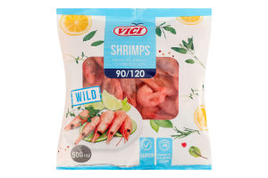 Креветки нерозібрані глазуровані в панцирі 90/120 Північні Vici в/м м/у 500г