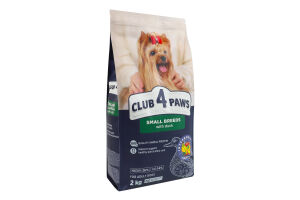 Корм сухой полнорационный для взрослых собак для мелких пород С уткой Premium Club 4 Paws м/у 2кг