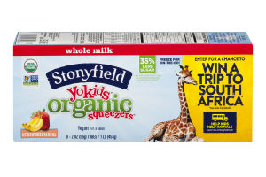 Stonyfield Organic Yokids Whole Milk Yogurt Squeezers Strawberry Banana - 8 CT