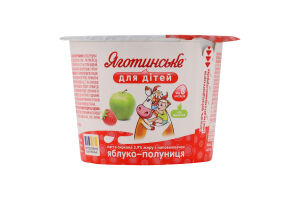 Паста творожная 3.9% для детей от 8мес с наполнителем фруктовым Яблоко-клубника Яготинське для дітей ст 90г