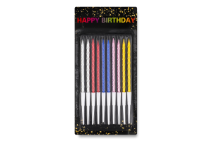 Свічка для торту різнокольорова з підставками 13.5см №KYYW168 Greenwich Products Co. Limited 10шт