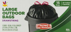 Ahold Large Outdoor Bags Drawstring - 15 CT