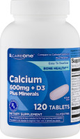 CareOne Calcium 600mg + D3 Plus Minerals Tablets - 120 CT