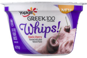 Yoplait Greek 100 Whips! Fat Free Yogurt Mousse Black Cherry