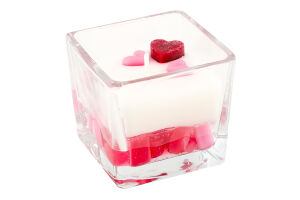 Свічка Сердечки квадратний стакан на 28годин 6*7см Строїч