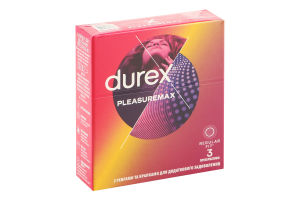 Презервативы латексные с ребрами и точками с силиконовой смазкой Pleasuremax Durex 3шт