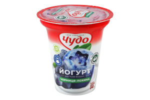 Йогурт 2.5% з наповнювачем фруктовим Чорниця-лохина Чудо ст 240г