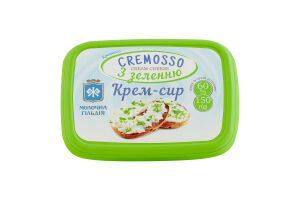 Крем-сыр 60% С зеленью Cremosso Молочна Гільдія п/у 150г