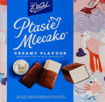 Конфеты со сливочным вкусом в молочном шоколаде Птичье молоко E.Wedel к/у 340г