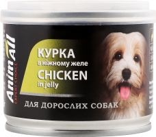 Корм д/дорослих собак Курка в ніжному желе 195г ж/б AnimAll