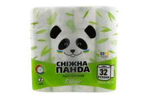 Папір туалетний 2-х шаровий Classic Сніжна панда 32шт