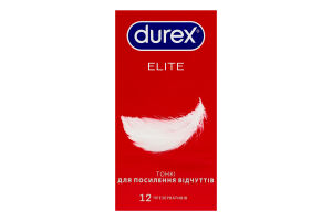 Презервативи латексні тонкі з силіконовою змазкою Elite Durex 12шт