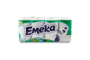Папір туалетний з екстрактом алое вера 3-х шаровий Гірська свіжість Emeka 8шт