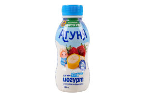 Йогурт 2.7% для детей от 8мес с наполнителем фруктовым Клубника-банан Агуня п/бут 185г