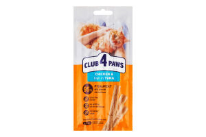 Корм дополнительный для котов с высоким содержанием тунца Курица Мясная палочка Премиум Club 4 Paws м/у 3х5г