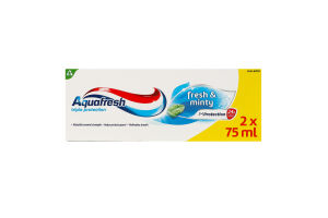 Паста зубная с фтором Освежающая-мятная Triple protection Aquafresh 2х75мл