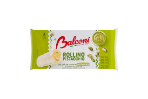Пирожное бисквитное с фисташковой начинкой и молочной глазурью Rollino al pistacchio Balconi м/у 6x37г