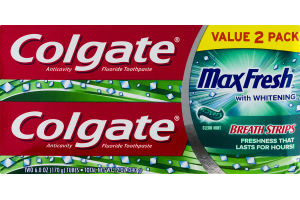 Colgate MaxFresh With Whitening Toothpaste Clear Mint Value Pack - 2 PK