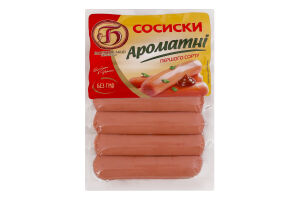 Сосиски Ароматні Богодухівський м'ясокомбінат 1с в/у 0.3кг
