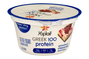 Yoplait Greek 100 Protein Fat Free Yogurt Strawberry Cheesecake