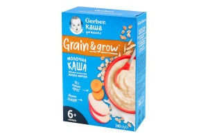 Каша молочна для дітей від 6міс суха швидкорозчинна вівсяно-пшенична Яблуко-морква Grain&Grow Gerber к/у 240г