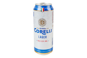 Пиво 0.5л 4.5% світле фільтроване солодове пастеризоване Lager Corelli з/б