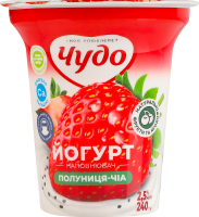 Йогурт 2.5% с наполнителем фруктовым Клубника-чиа Чудо ст 240г