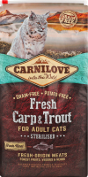 Корм д/стерилізованих котів Фреш з коропом та фореллю сухий 6кг Карнілав