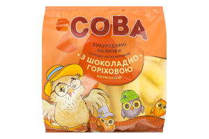 Палочки кукурузные сладкие неглазированные с шоколадно-ореховой начинкой Сова м/у 115г