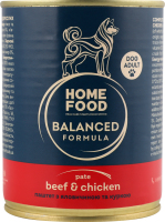 Корм д/дорослих собак Паштет з яловичиною та куркою 360г ж/б Home Food