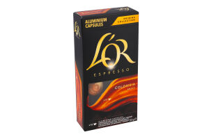 Кофе натуральный жареный молотый в капсулах Colombia Andes Espresso L'OR к/у 52г