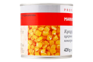 Кукуруза сахарная из целых зерен консервированная стерилизованная Marka Promo в/с ж/б 420г