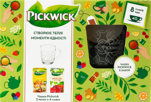 Набор Напиток фруктово-травяной Variation yellow + Чай черный ассорти + Чашка стеклянная 340мл Pickwick к/у 3шт