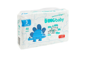 Підгузники для дітей 4-9кг 3 Dinobaby 46шт