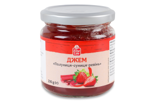 Джем стерилизованный Клубника-земляника-ревень Fine Life с/б 210г