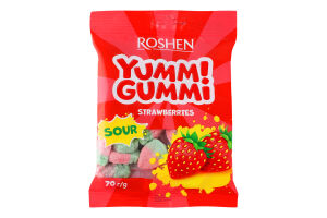 Конфеты желейные со вкусом клубники Sour strawberries Yummi Gummi Roshen м/у 70г