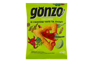 Трикутники кукурудзяні гострі зі смаком чилі та лайма Gonzo м/у 40г