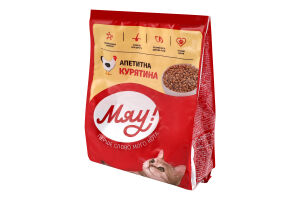 Корм сухий повнораціонний для дорослих котів Апетитна курятина Мяу! м/у 300г