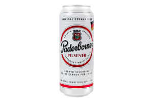 Пиво 0.5л 4.8% світле фільтроване солодове пастеризоване Pilsener Paderborner з/б