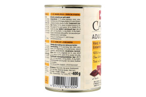 Корм д/котів з яловичою куркою та качиними серцями 400г ж/б Карні