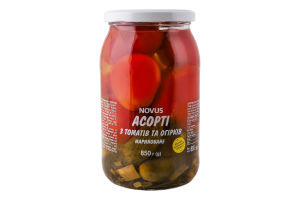 Асорті томати огірки марин. Novus 850г