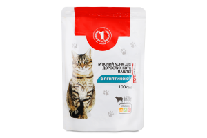 Корм консервированный полнорационный паштет для взрослых котов С ягнятиной ТМ "1" д/п 100г