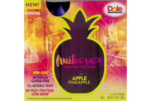 Dole Fruitocracy Squeezable Fruit Pouch Apple Pineapple - 4 CT