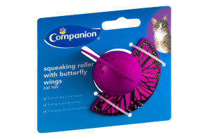 Companion Cat Toy Squeaking Roller With Butterfly Wings
