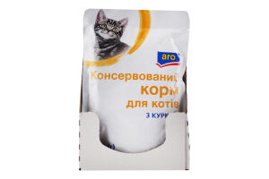 Корм консервований для котів з куркою Aro д/п 100г