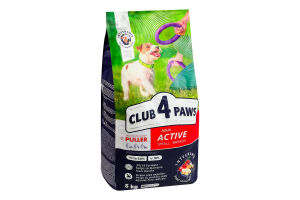 Корм сухой полнорационный для взрослых активных собак малых пород Актив Premium Club 4 Paws м/у 5кг