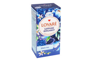 Бленд чаю чорного цейлонського та кенійського байхового дрібного з пелюстками квітів Sapphire bergamot Lovare к/у 24х2г